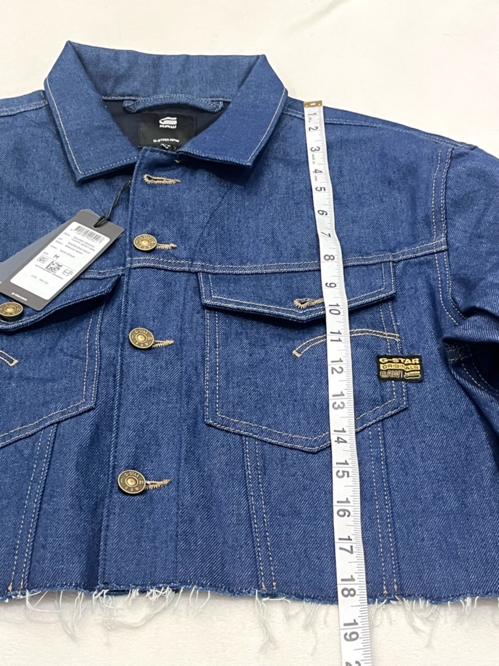 G-Star Raw Relaxed Cropped Cutoff Indigo Dark Blue Raw Denim Women’s Jacket - Picture 8 of 16
